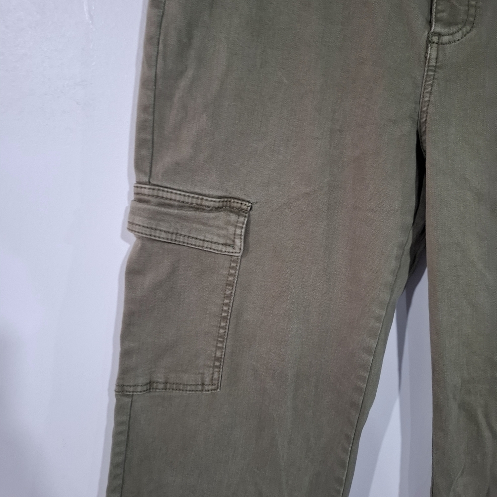 Oat New York Wide Leg Cargo Jeans Women’s 10/30 Green High Rise Stretch Denim - Picture 4 of 12
